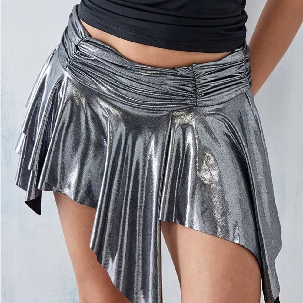 RARE URBAN OUTFITTERS asymetrical grey glitter mini skirt :)